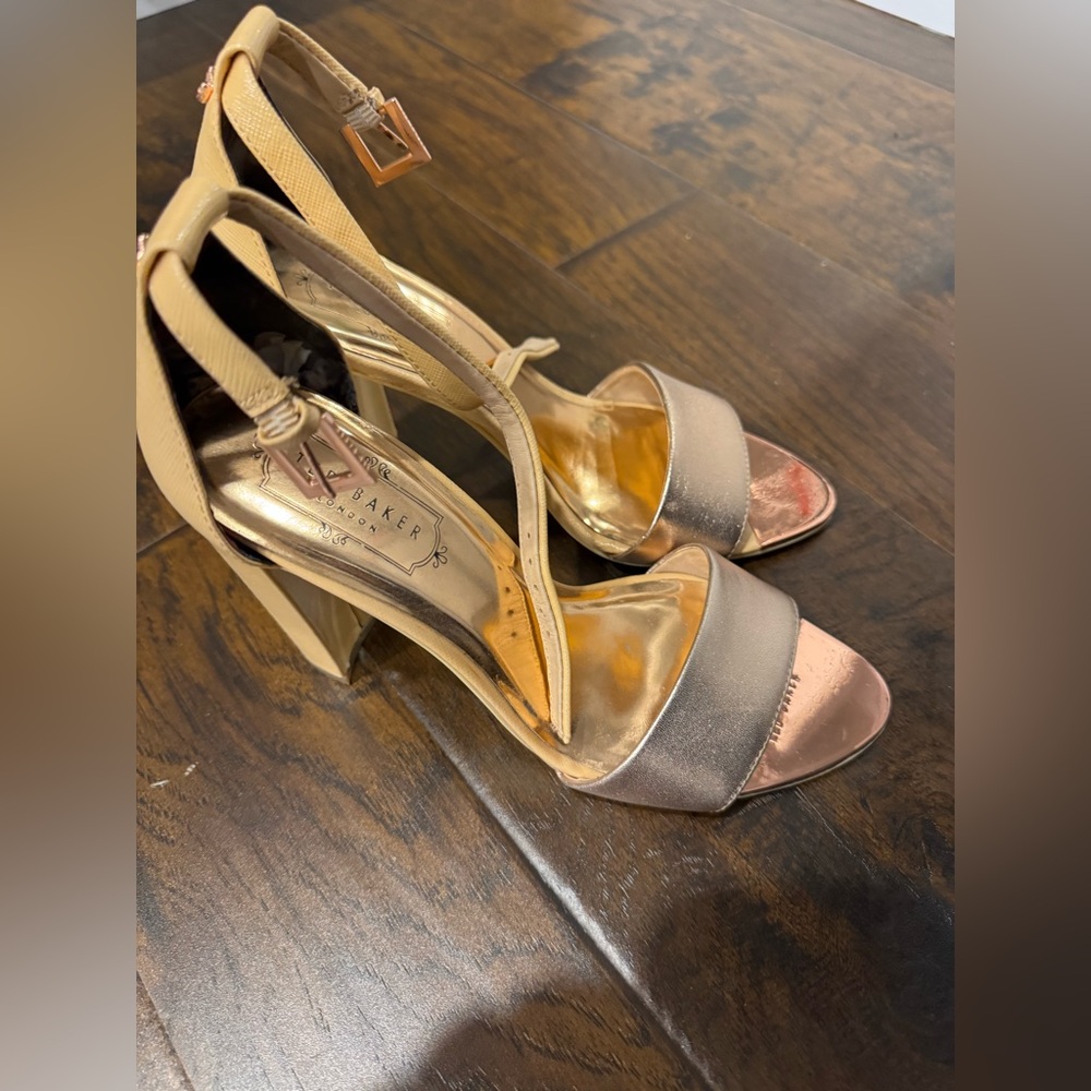 Ted Baker Metallic and Tan Heels